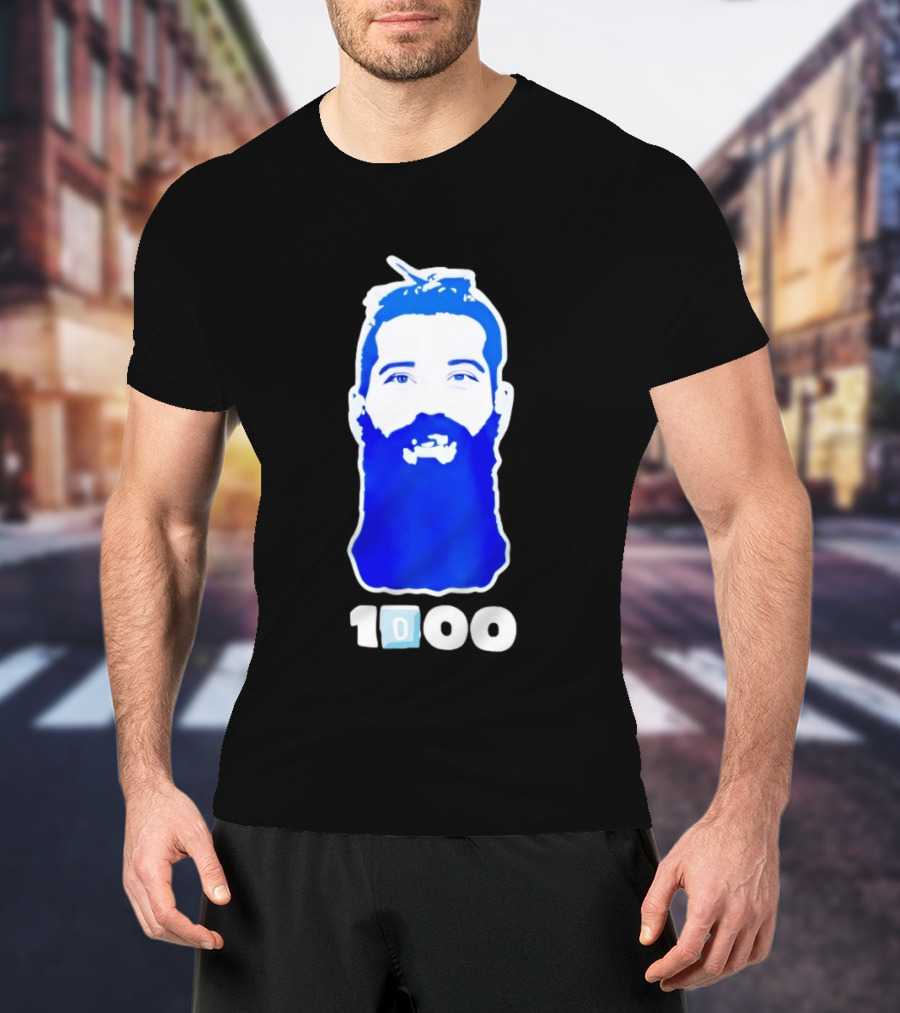 Colorado Avalanche 1000th Milestone Burnzie Blue Beard T-Shirt