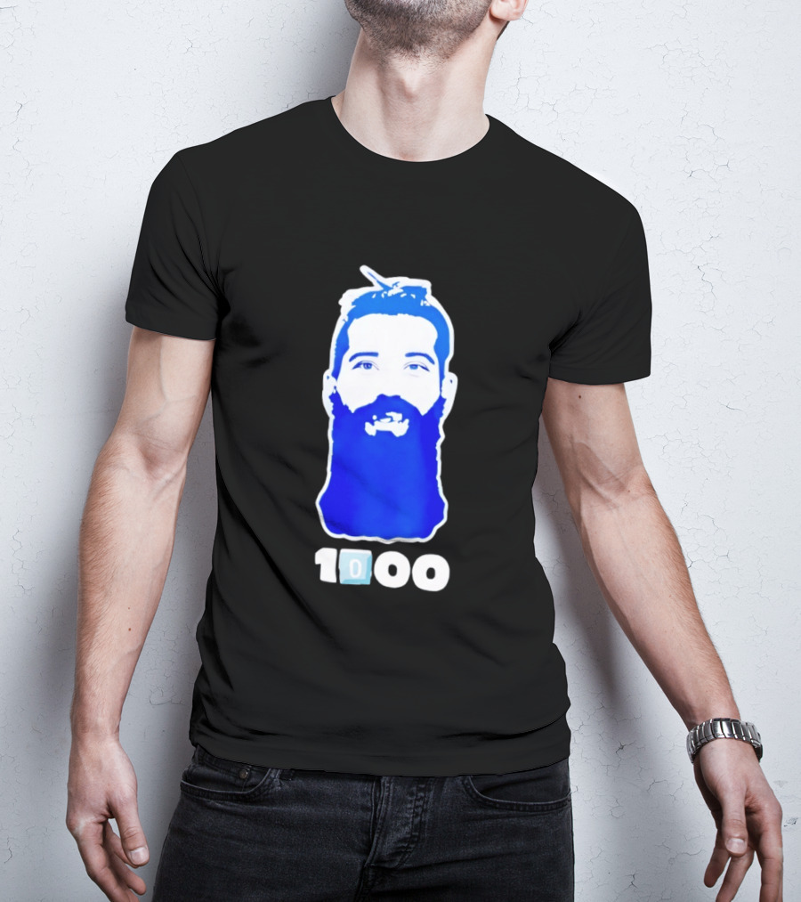 Colorado Avalanche 1000th Milestone Burnzie Blue Beard T-Shirt