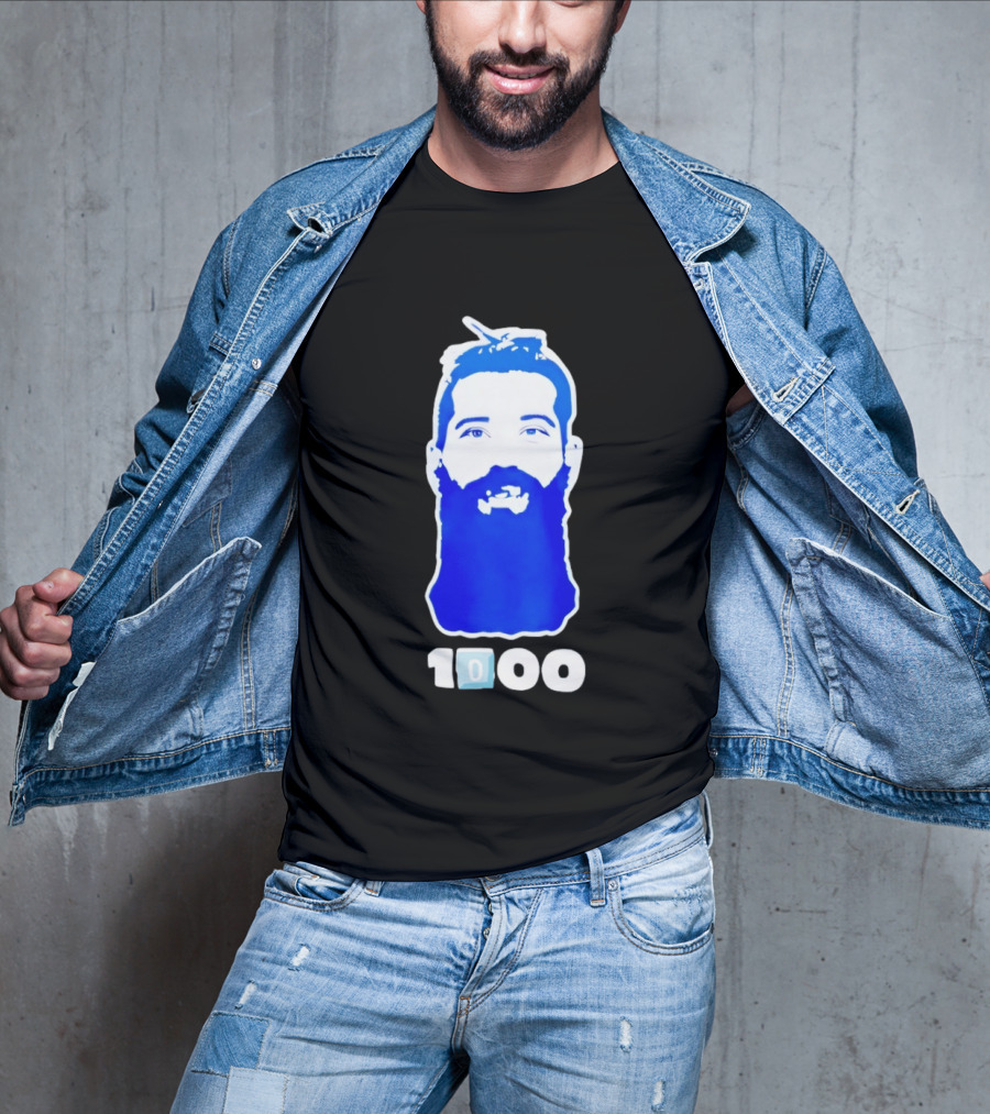 Colorado Avalanche 1000th Milestone Burnzie Blue Beard T-Shirt