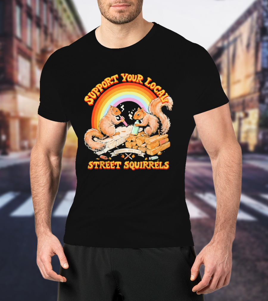 Support Your Local Street Squirrels Rainbow Squirrel Vape Club T-Shirt