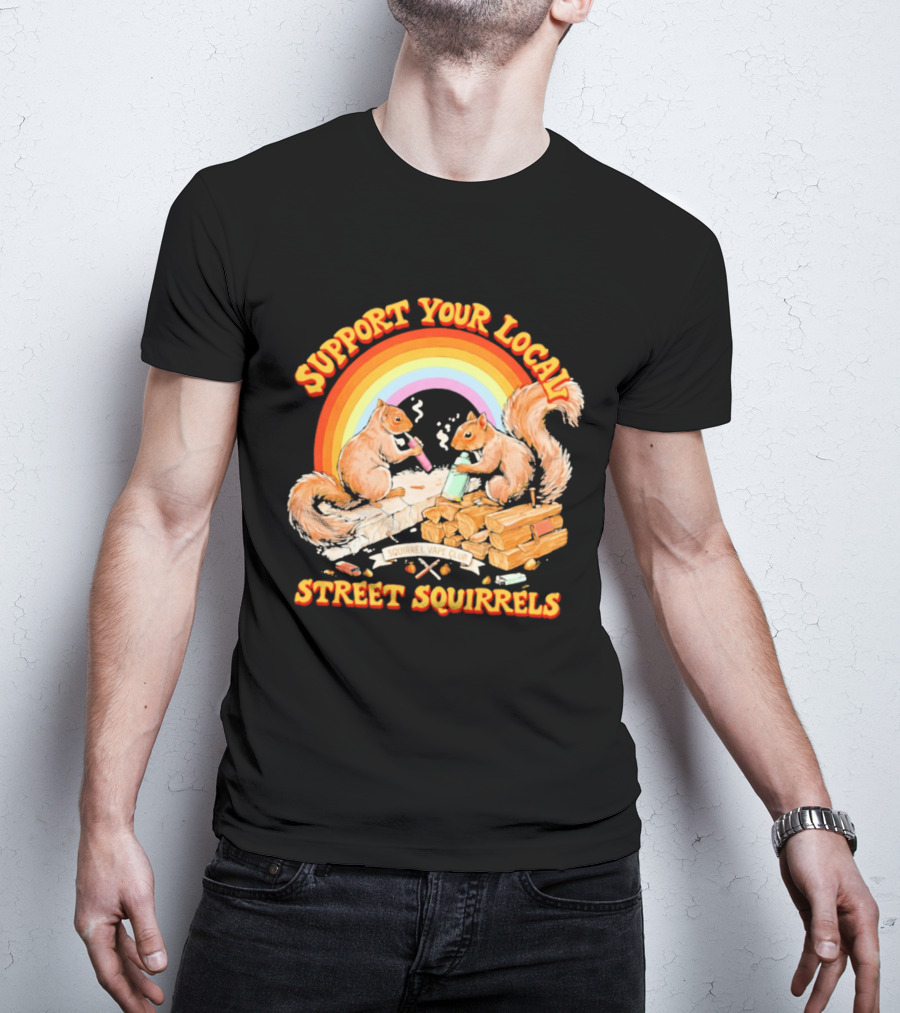 Support Your Local Street Squirrels Rainbow Squirrel Vape Club T-Shirt