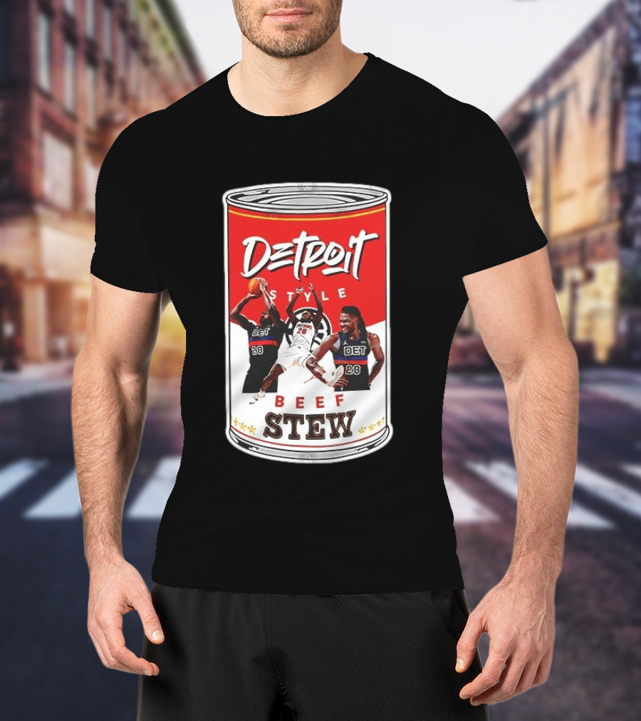 Detroit Style Beef Stew Basketball Can 28 T-Shirt