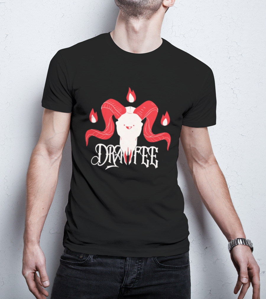 Drawfee Metal Goat Skull Flames T-Shirt