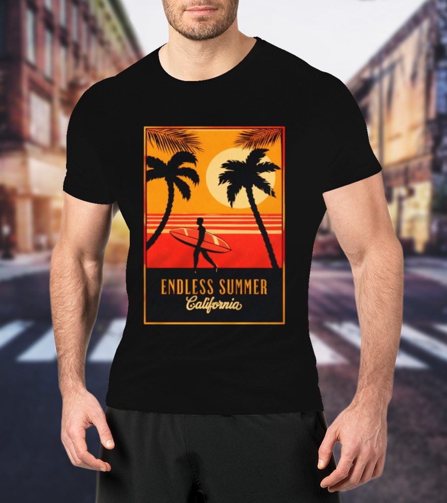 Endless Summer California Sunset Surfer Scene T-Shirt
