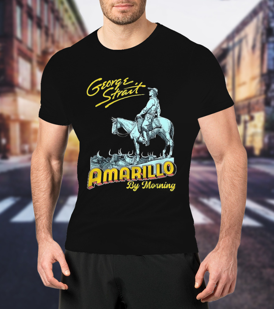 George Strait Amarillo By Morning Cowboy On Horse T-Shirt