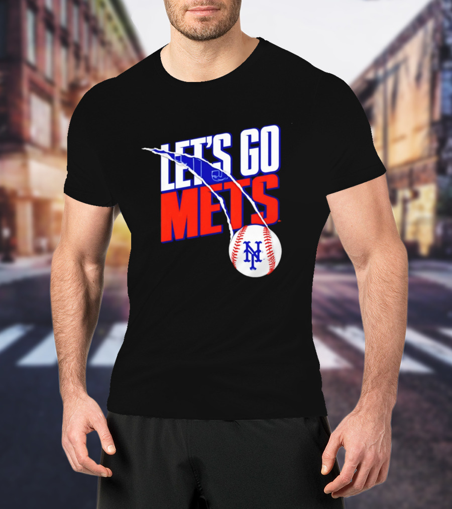New York Mets Let's Go Mets Baseball Royal Splitter T-Shirt