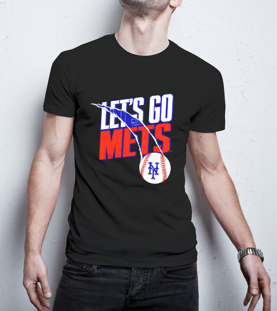 New York Mets Let's Go Mets Baseball Royal Splitter T-Shirt