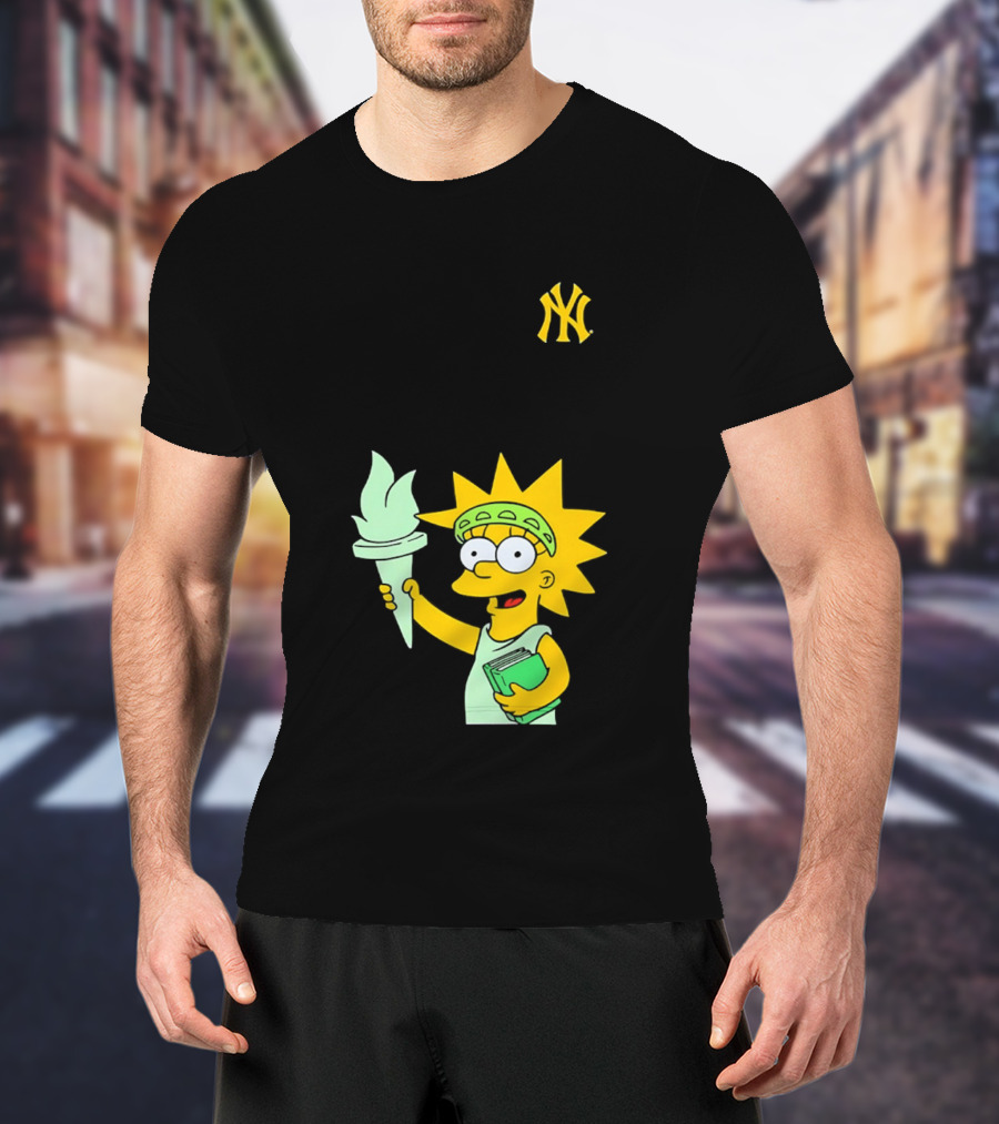 New York Yankees Simpsons Lisa Statue Of Liberty 2026 Iconic Collaboration T-Shirt