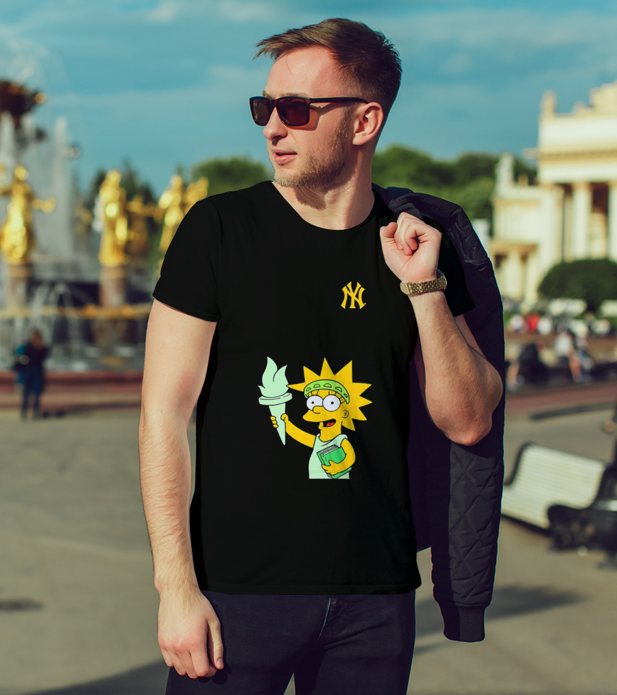 New York Yankees Simpsons Lisa Statue Of Liberty 2026 Iconic Collaboration T-Shirt