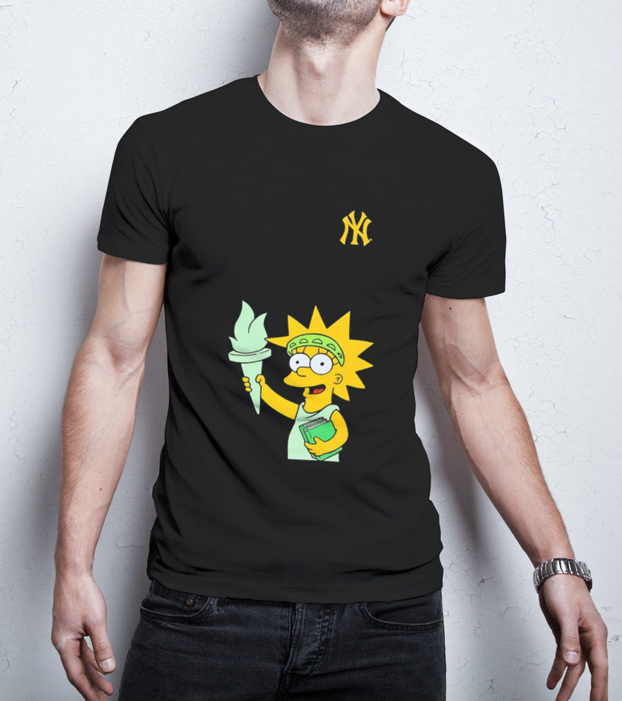 New York Yankees Simpsons Lisa Statue Of Liberty 2026 Iconic Collaboration T-Shirt