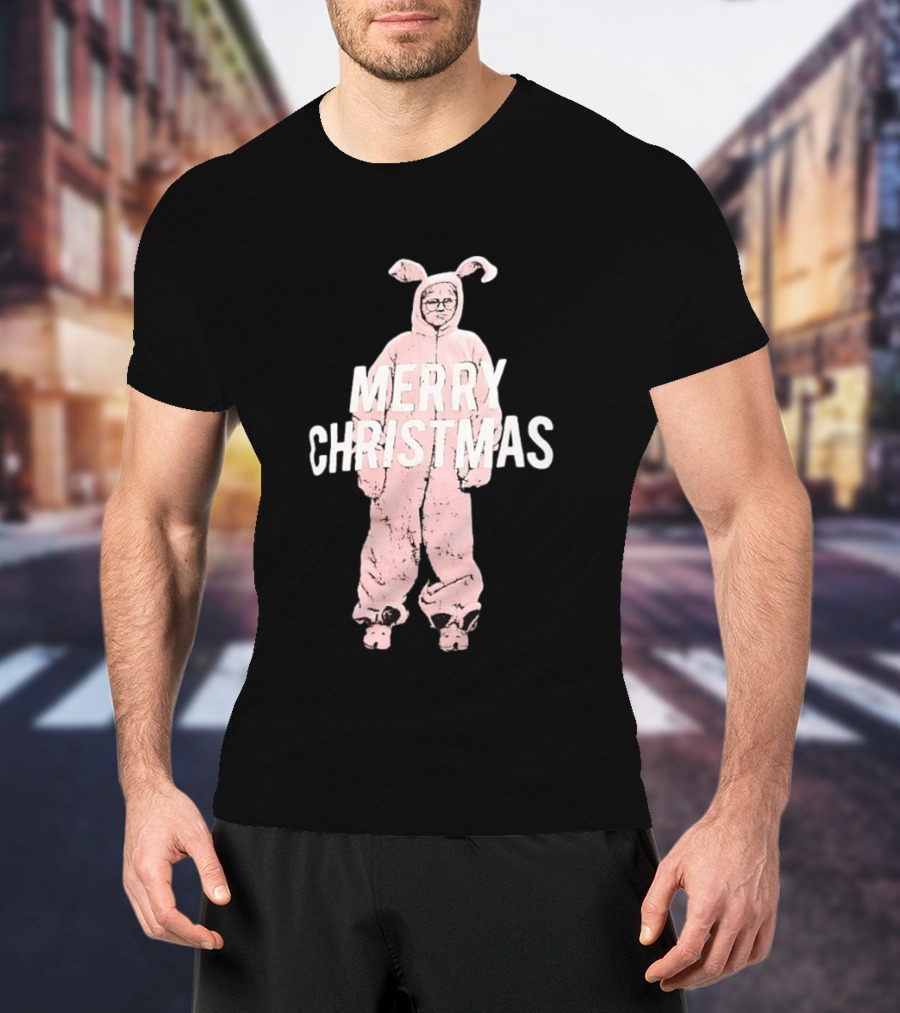 Merry Christmas Ralphie Pink Bunny Costume T-Shirt