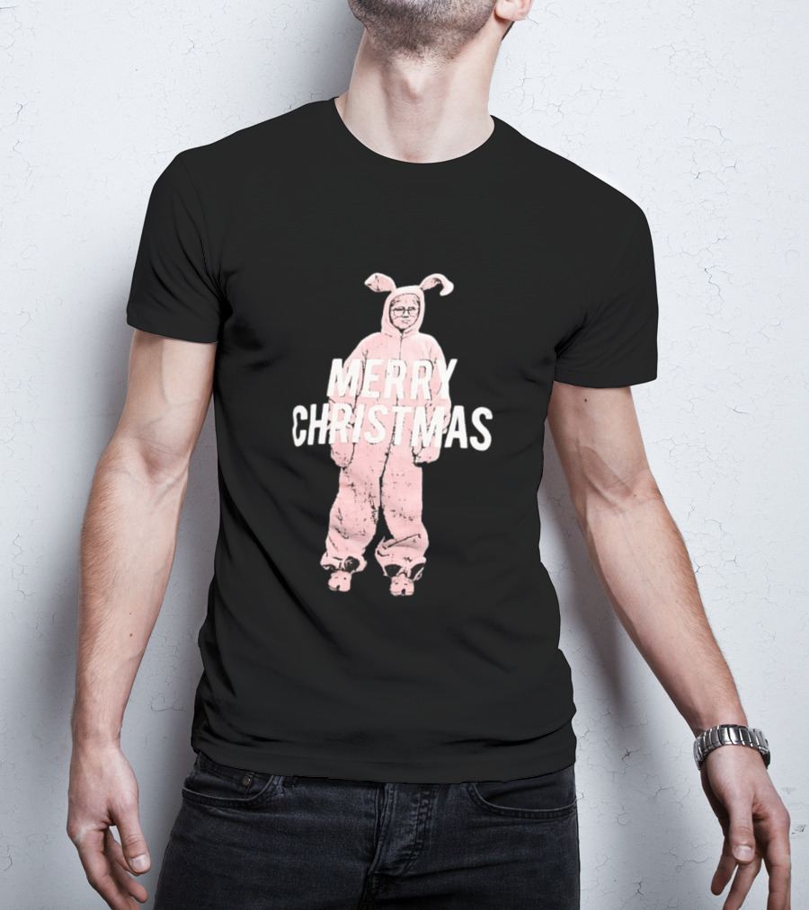 Merry Christmas Ralphie Pink Bunny Costume T-Shirt