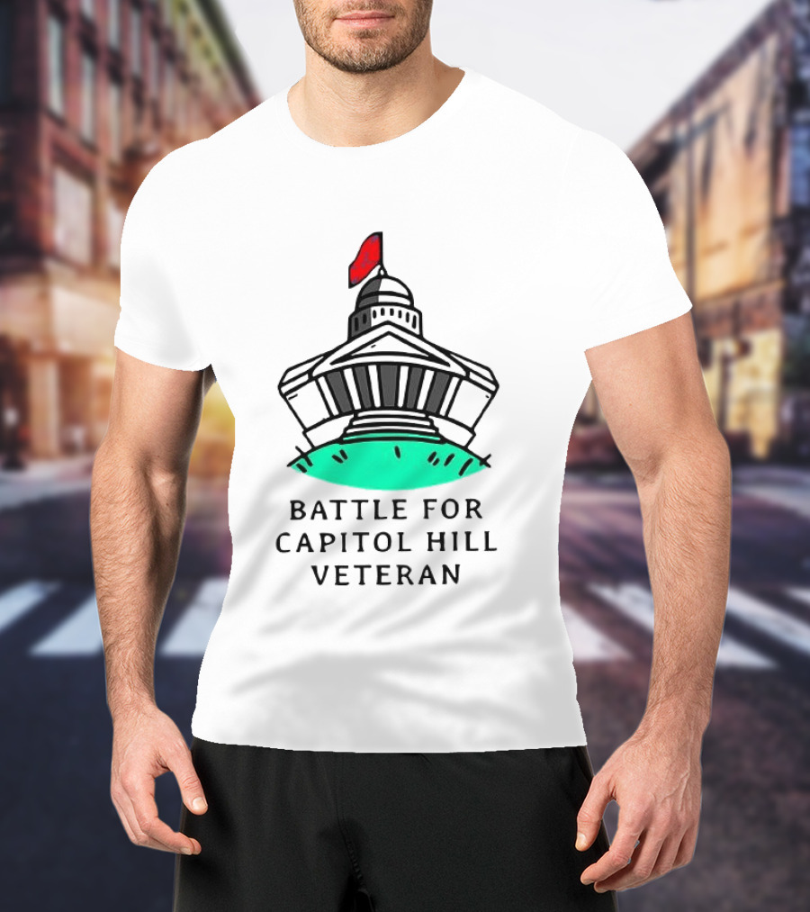 Battle For Capitol Hill Veteran UFO Dome Red Flag T-Shirt