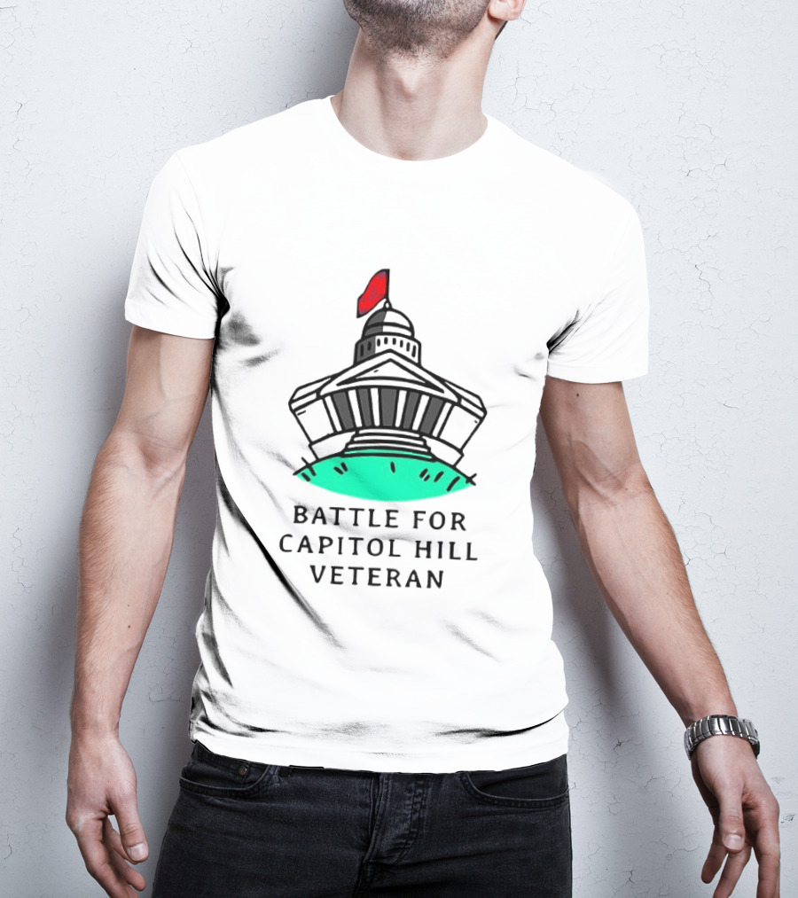 Battle For Capitol Hill Veteran UFO Dome Red Flag T-Shirt