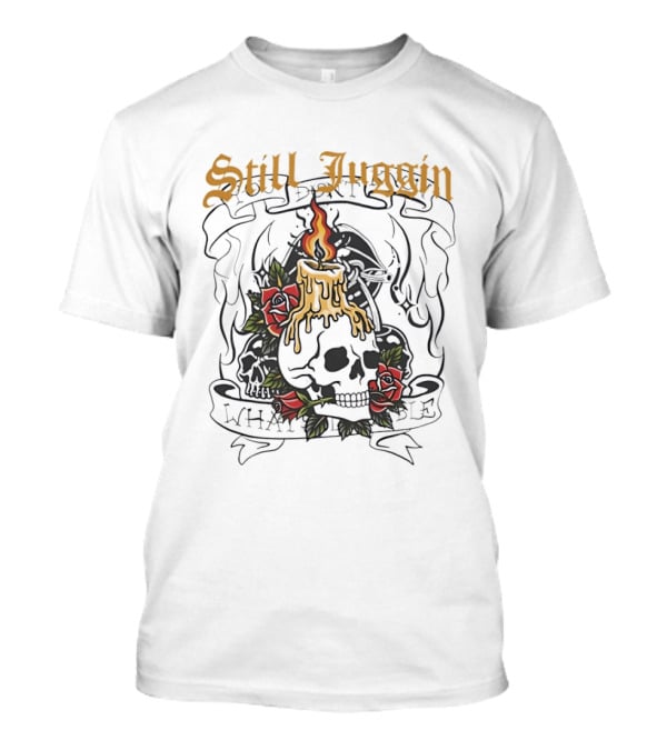 Still Juggin Skull Candle With Roses Emo T-Shirt