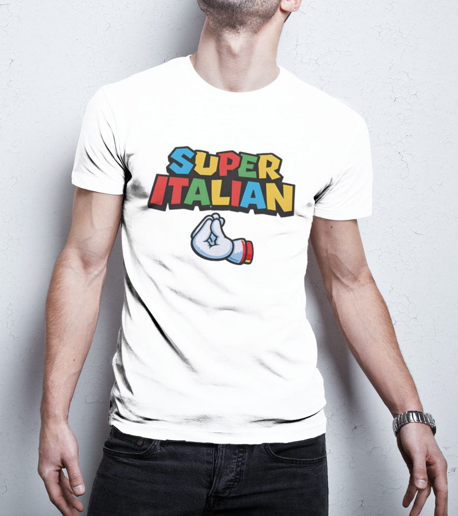 Super Italian Hand Gesture Colorful Letters T-Shirt