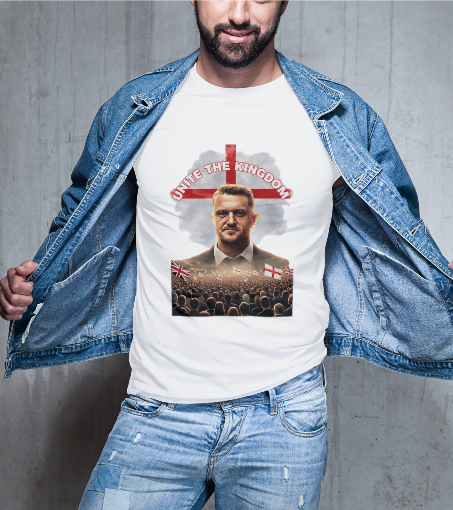 Unite The Kingdom Tommy Robinson England Flag Crowd T-Shirt