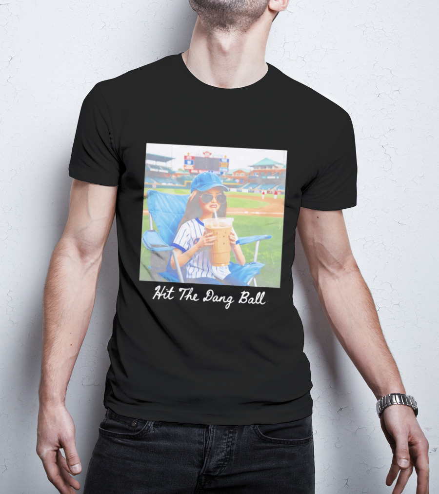 Barbie Ballfield Dark Hit The Dang Ball Baseball Stadium Scene With Player And Large Drink T-Shirt