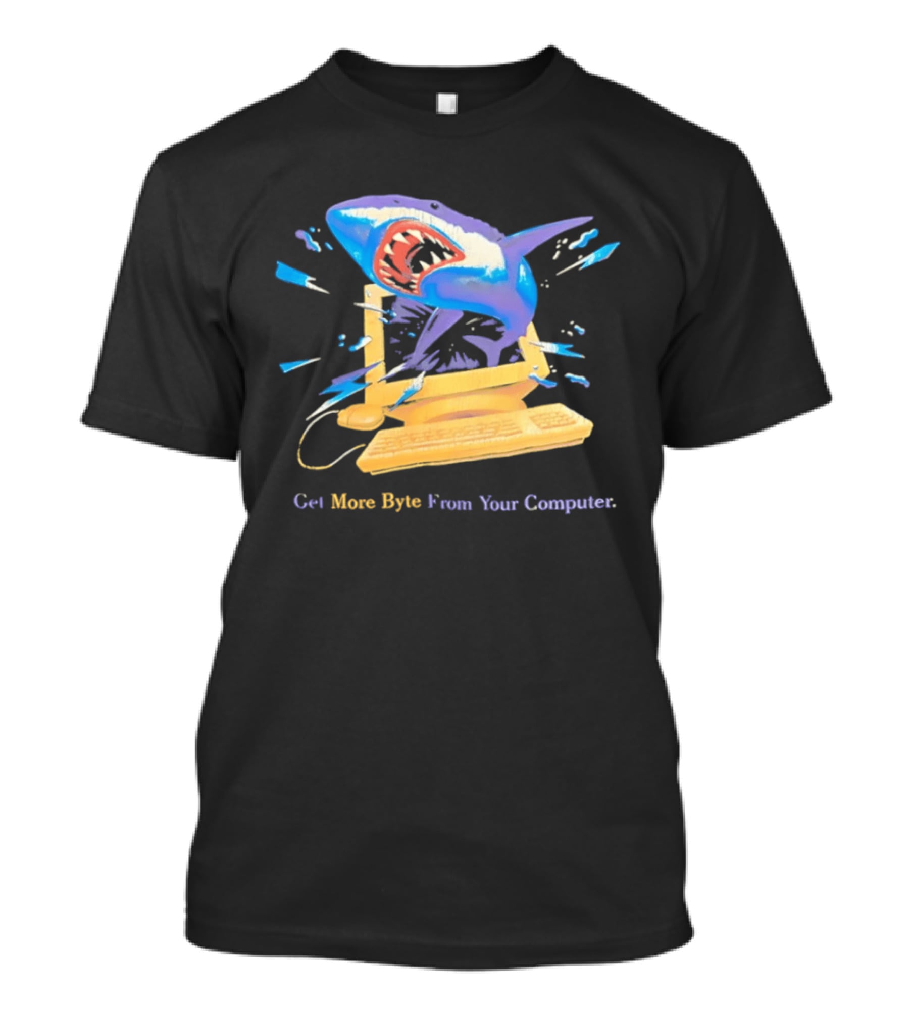 Get More Byte From Your Computer Shark Breaking Through Screen T-Shirt