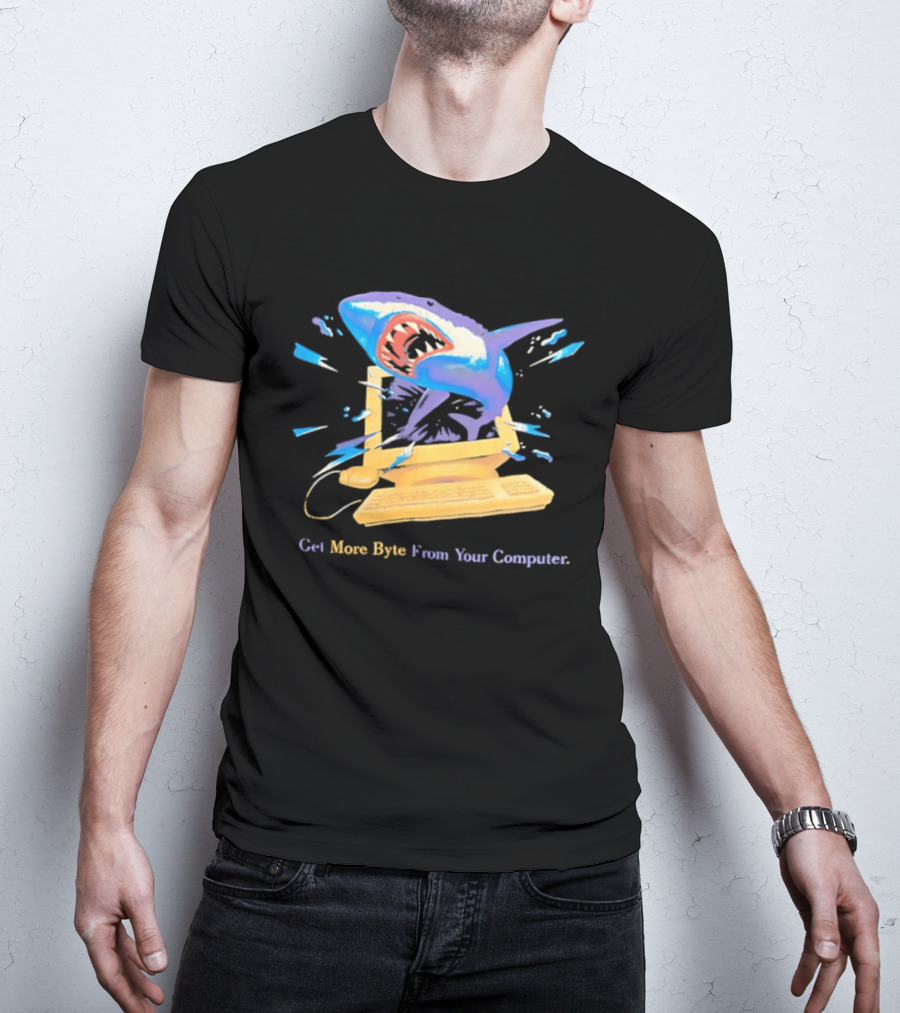 Get More Byte From Your Computer Shark Breaking Through Screen T-Shirt