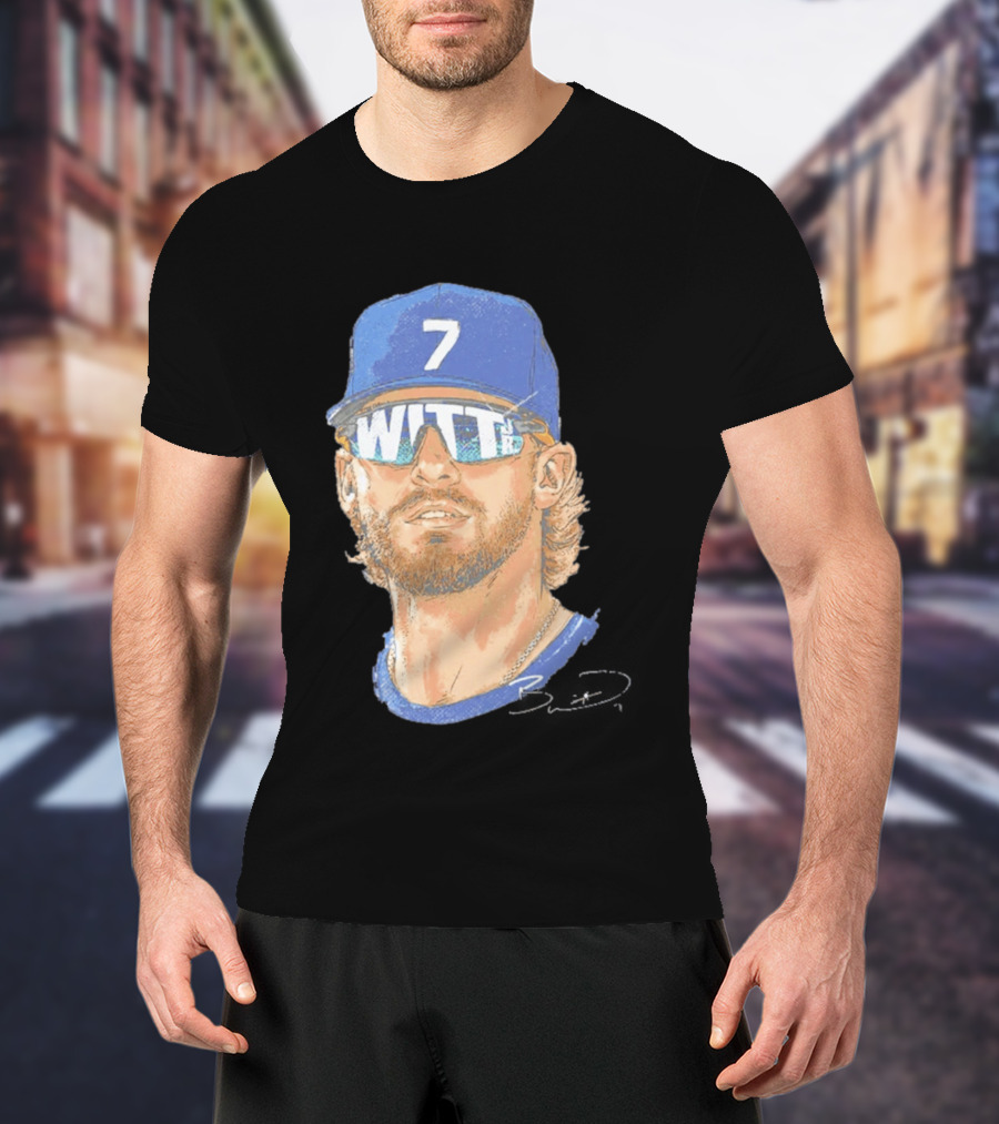 Bobby Witt Jr Kansas City Royals Sunglasses Blue Cap Number 7 T-Shirt