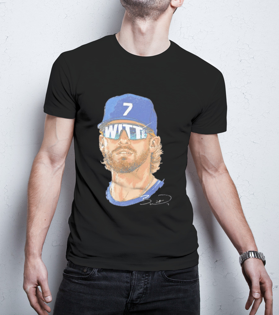 Bobby Witt Jr Kansas City Royals Sunglasses Blue Cap Number 7 T-Shirt