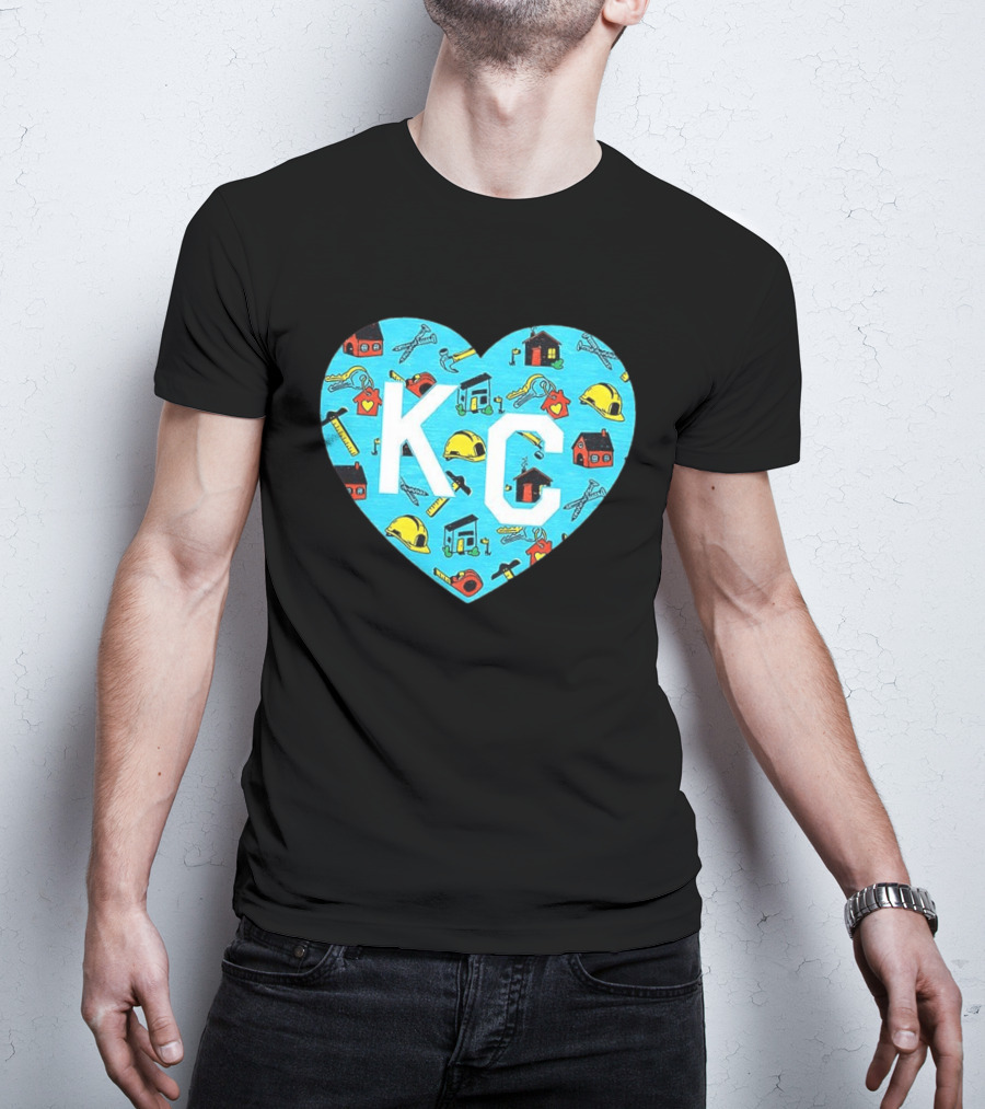 Habitat For Humanity Kansas City KC Heart With Tools And Houses T-Shirt