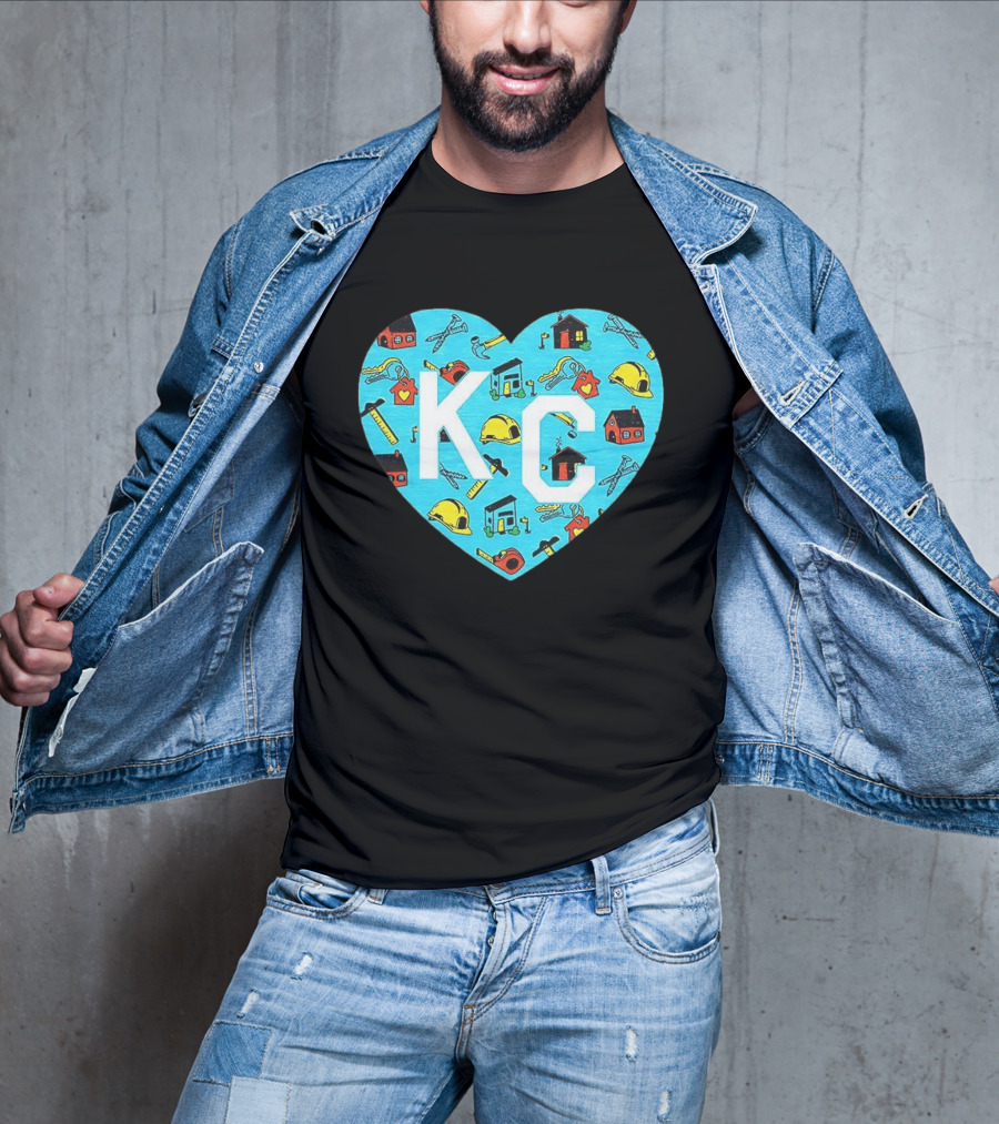 Habitat For Humanity Kansas City KC Heart With Tools And Houses T-Shirt