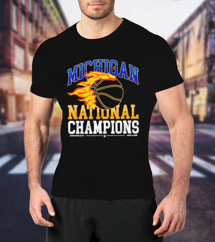 Michigan Basketball National Champions Fireball T-Shirt