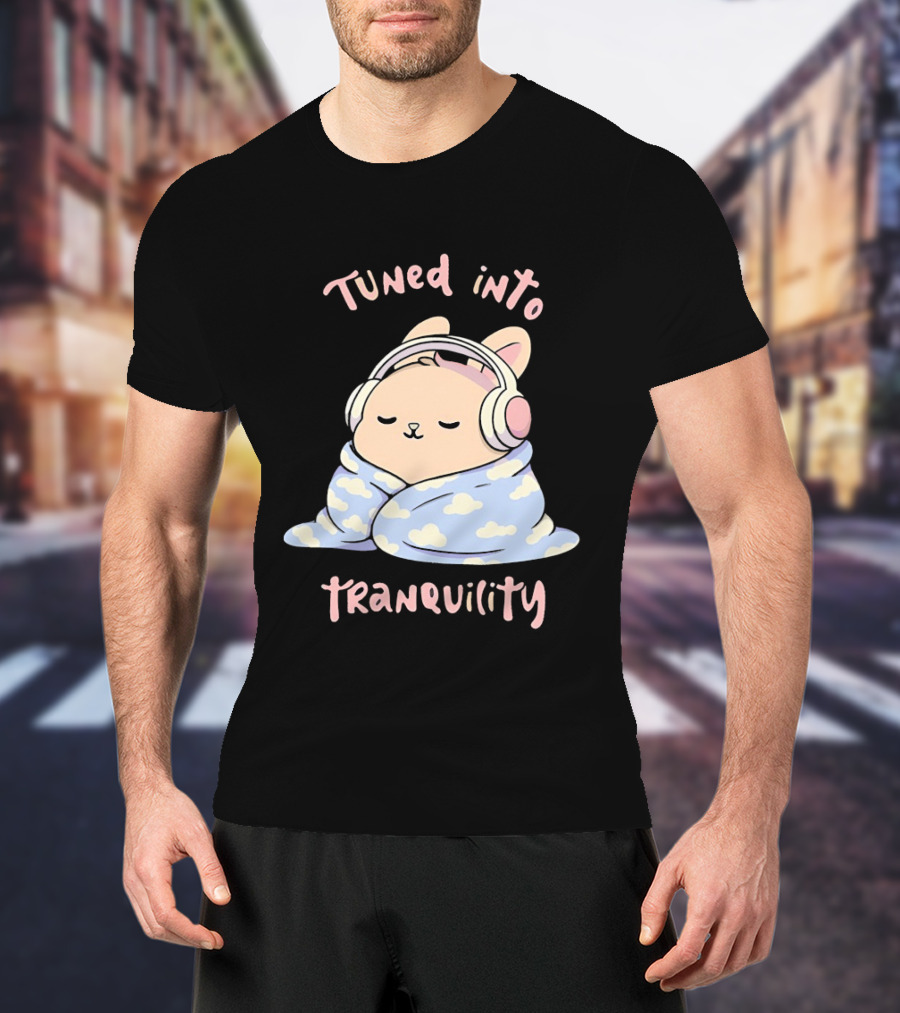 Tuned Into Tranquility Chill Bunny With Headphones T-Shirt