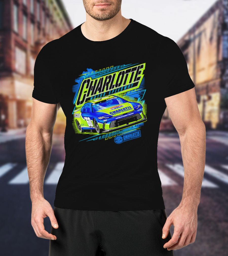 Charlotte Motor Speedway Neon Car Racing Experience T-Shirt