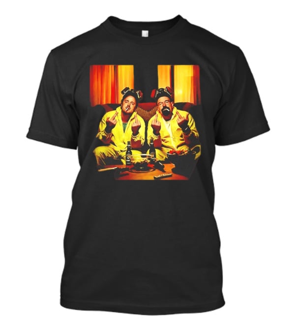 Jesse Pinkman Walter White Breaking Bad Flipping The Bird Yellow Hazmat Suits T-Shirt