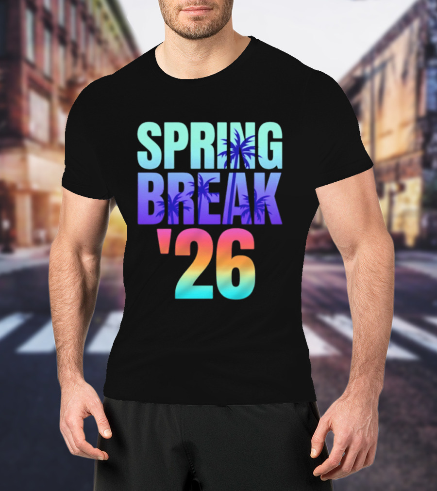 Spring Break '26 Sunset Palm Trees Ocean Vibes T-Shirt