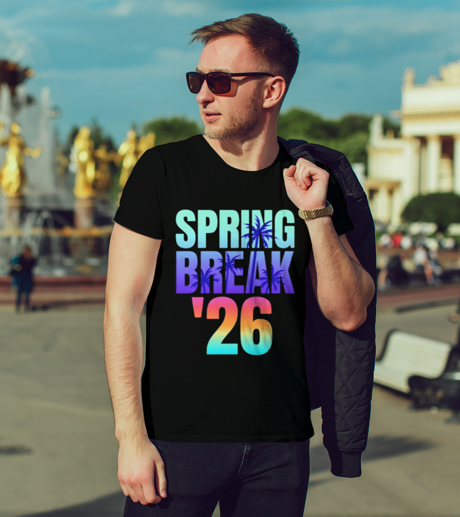 Spring Break '26 Sunset Palm Trees Ocean Vibes T-Shirt