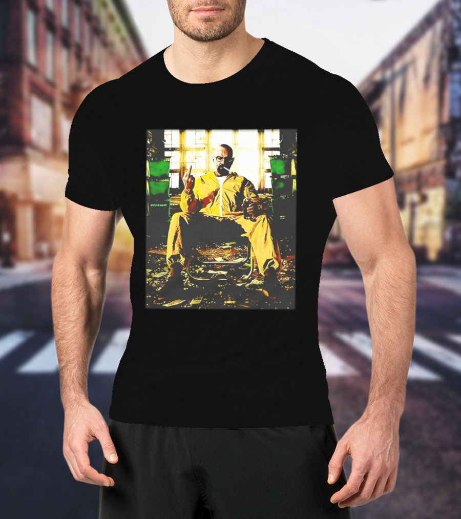 Breaking Bad Walter White Iconic Yellow Suit Middle Finger Scene T-Shirt