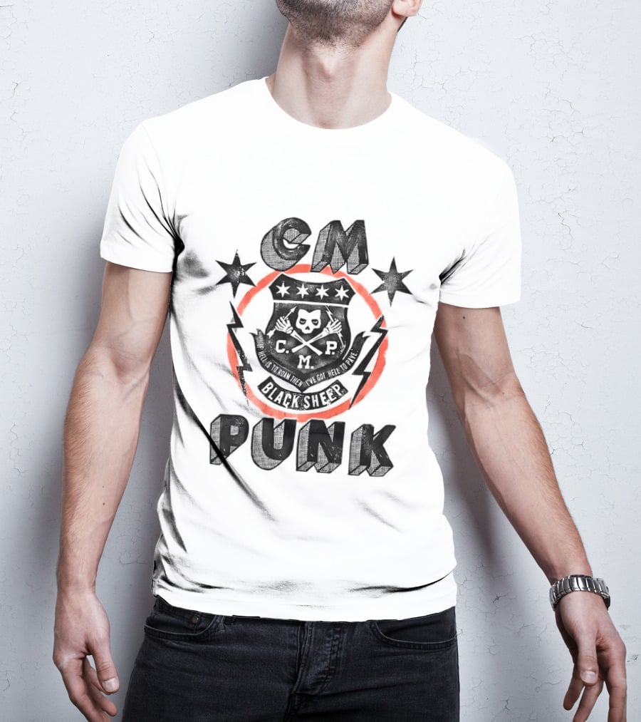 CM Punk Black Sheep Crest With Stars And Lightning T-Shirt