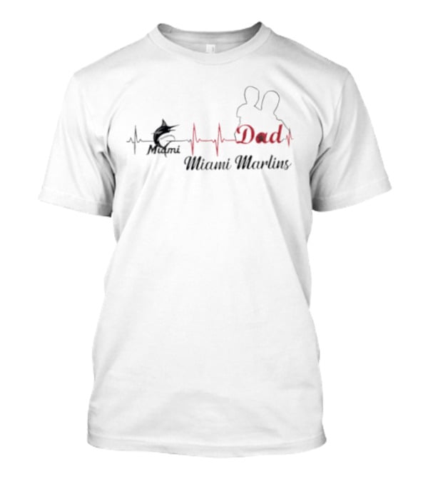 Miami Marlins Awesome Dad Heartbeat T-Shirt