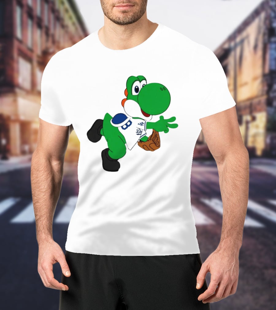 Los Angeles Dodgers Green Dinosaur Cartoon Character Toddler Staple T-Shirt