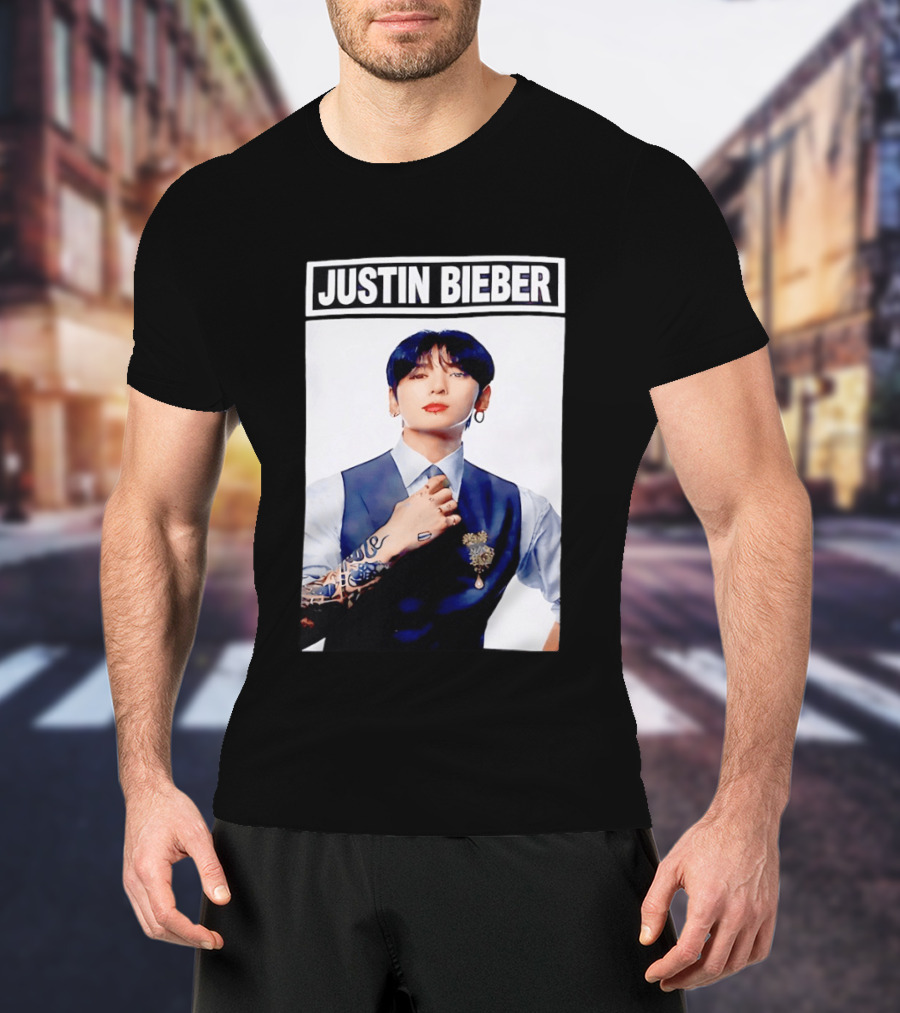Justin Bieber Jungkook Wearing Suit Tattoo T-Shirt