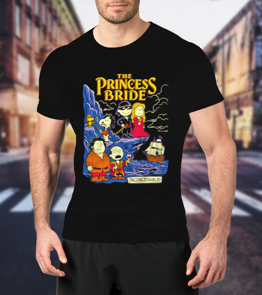 The Princess Bride Peanuts Crossover Featuring Iconic Cartoon Characters T-Shirt