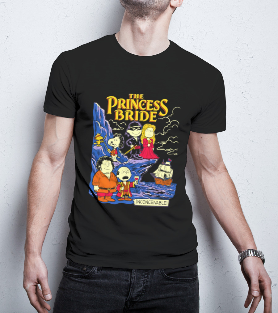 The Princess Bride Peanuts Crossover Featuring Iconic Cartoon Characters T-Shirt