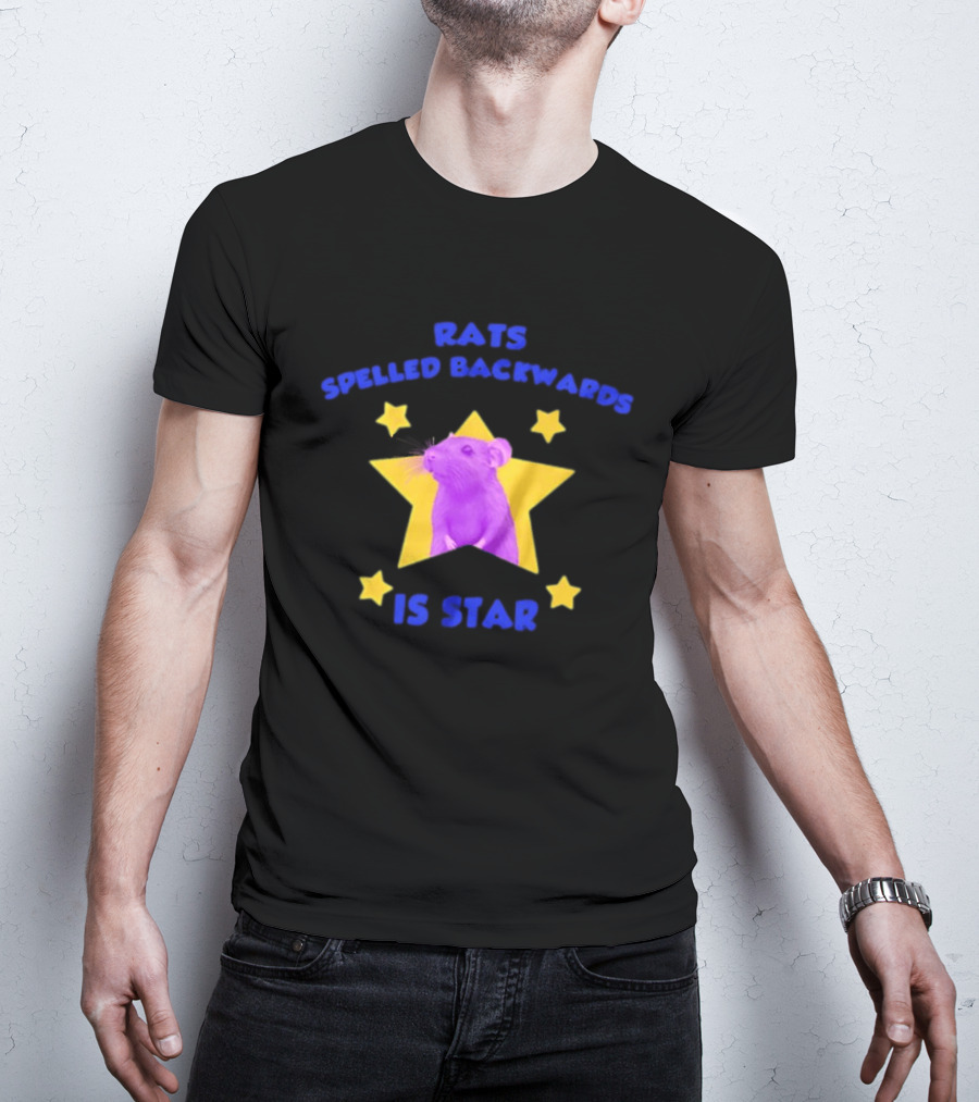 Rats Spelled Backwards Is Star Purple Mouse Yellow Stars T-Shirt