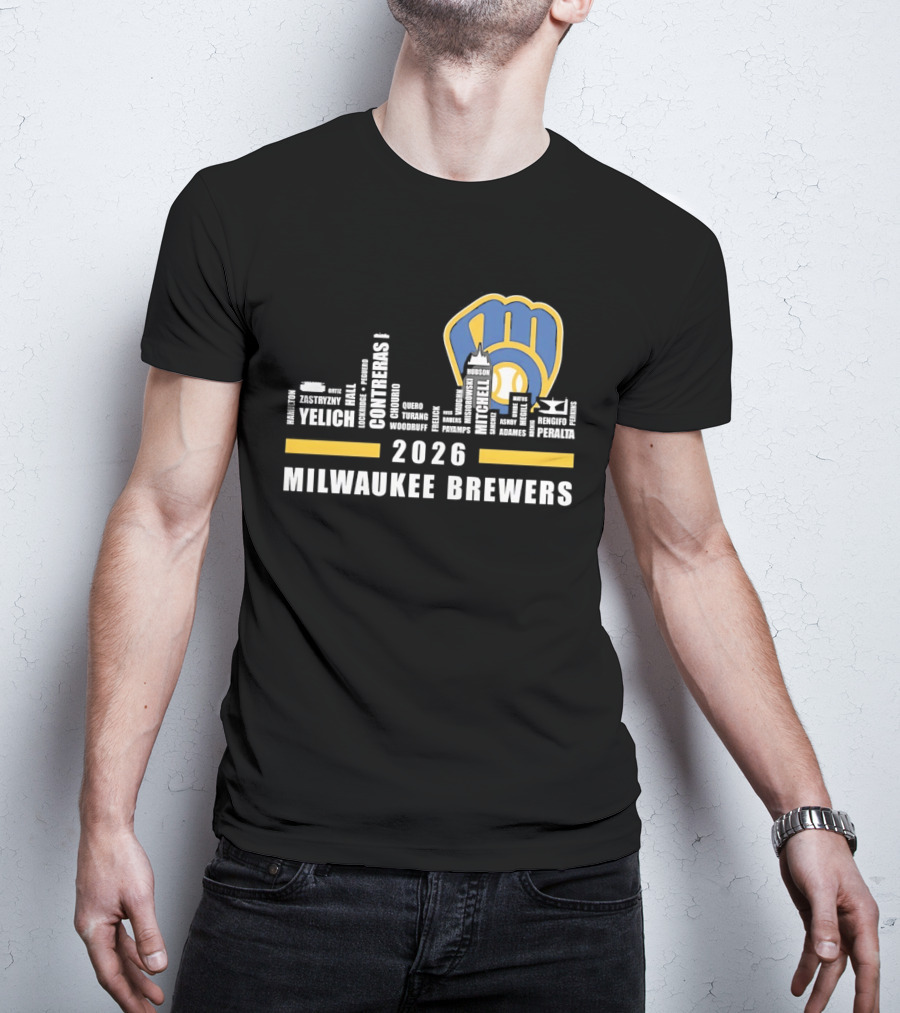 Milwaukee Brewers 2026 City Skyline Yelich Baseball Team Players T-Shirt