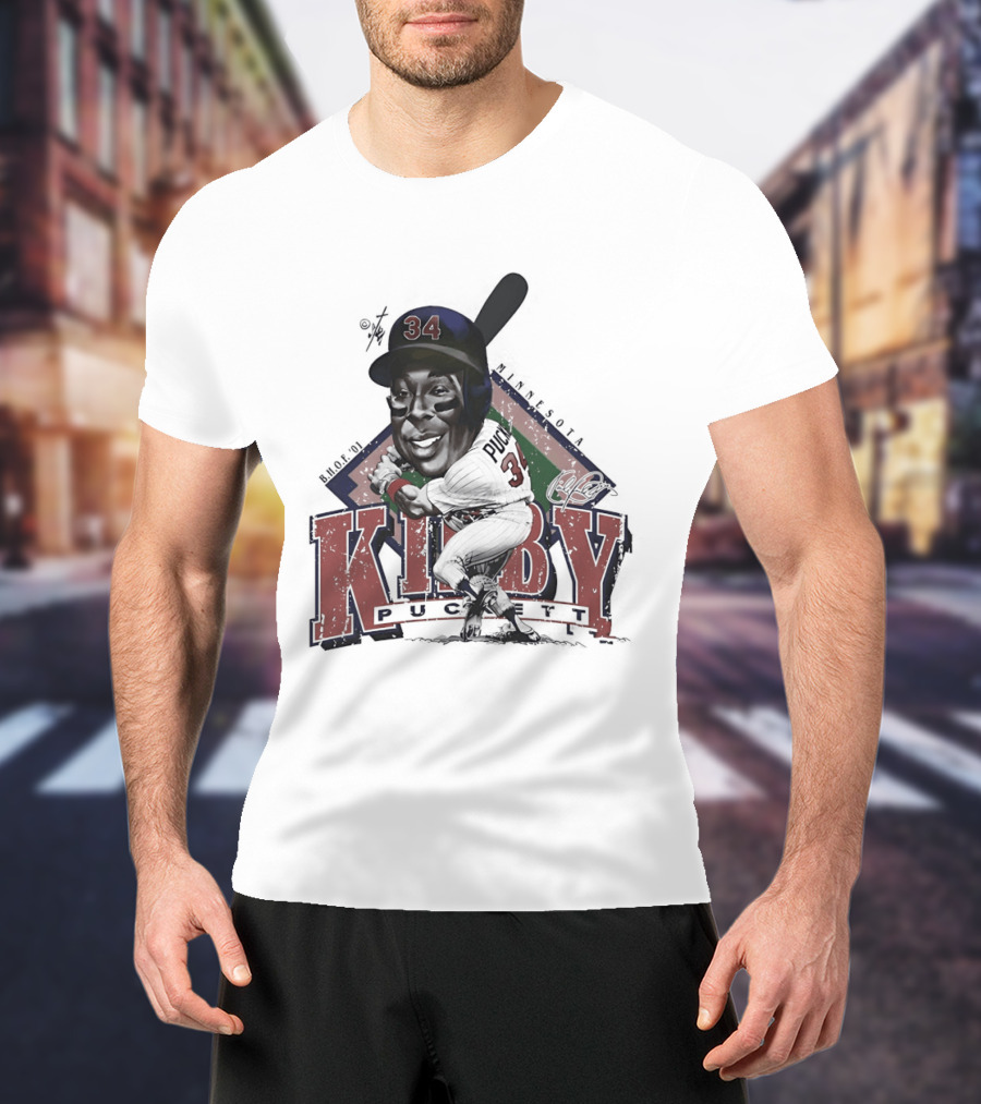 Kirby Puckett 34 Minnesota Twins Baseball Cartoon T-Shirt