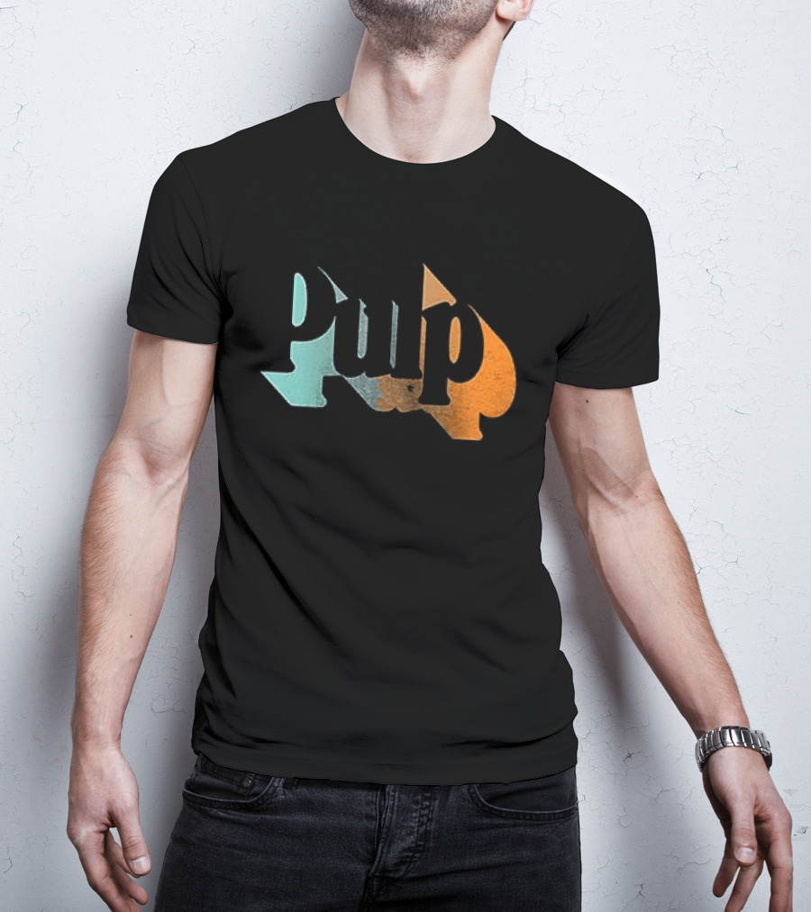 Here Comes More Pulp Dates Retro Style Text In Blue And Orange T-Shirt
