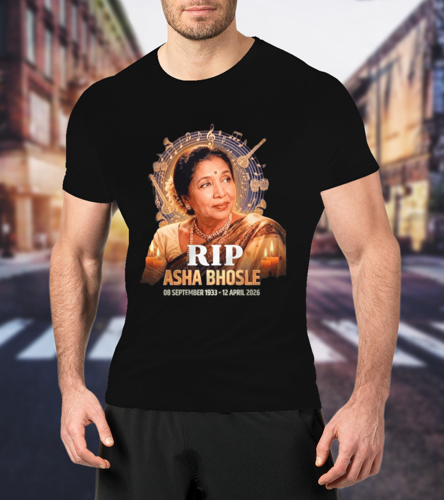 RIP Asha Bhosle Musical Tribute Candles 08 September 1933 12 April 2026 T-Shirt