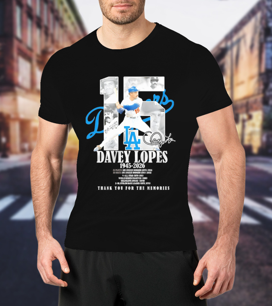 Davey Lopes Los Angeles Dodgers 15 1945 2026 Thank You White Blue T-Shirt