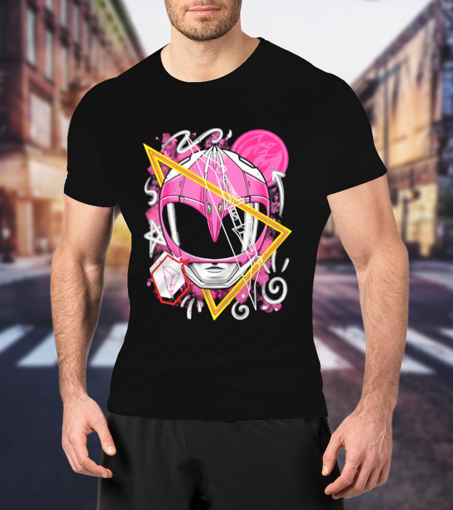 Mighty Morphin Power Rangers Pink Ranger Helmet Iconography T-Shirt