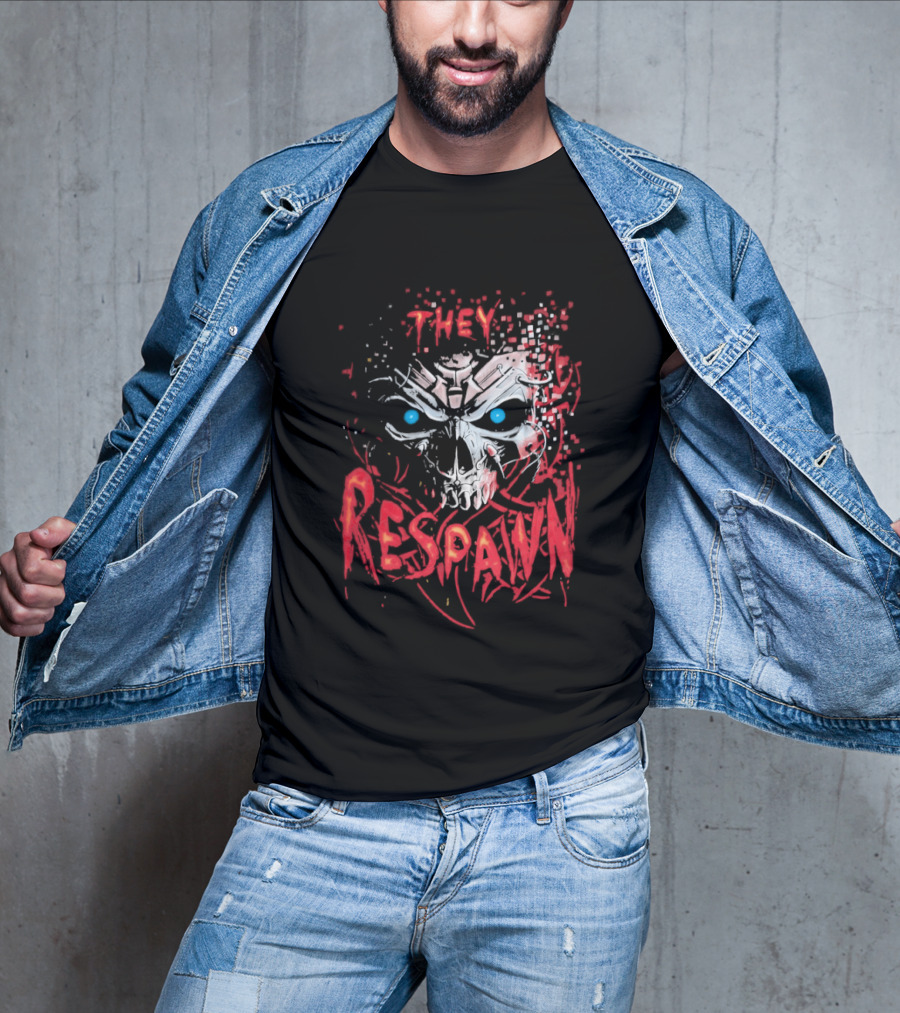 They Respawn Skull Blue Eyes Graffiti T-Shirt