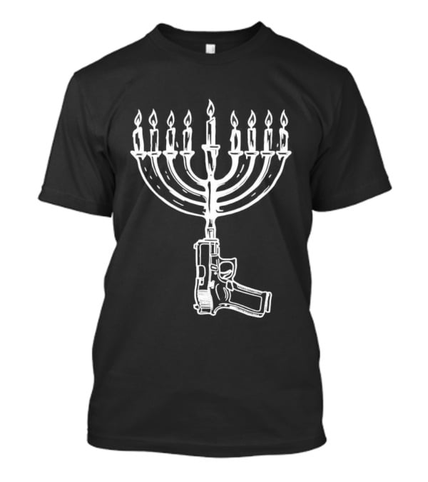 Misfit Patriot Hanukkah Menorah Gun T-Shirt